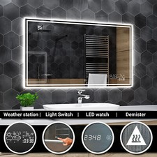 WIEDEN ILLUMINATO LED specchio del bagno Stazione meteo INTERRUTTORE SBRINATORE