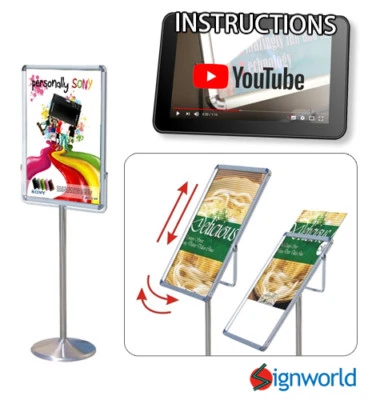 SIGNWORLD Floor Stand Poster Sign Holder Display Double Side Height Adjustable 19"x27"