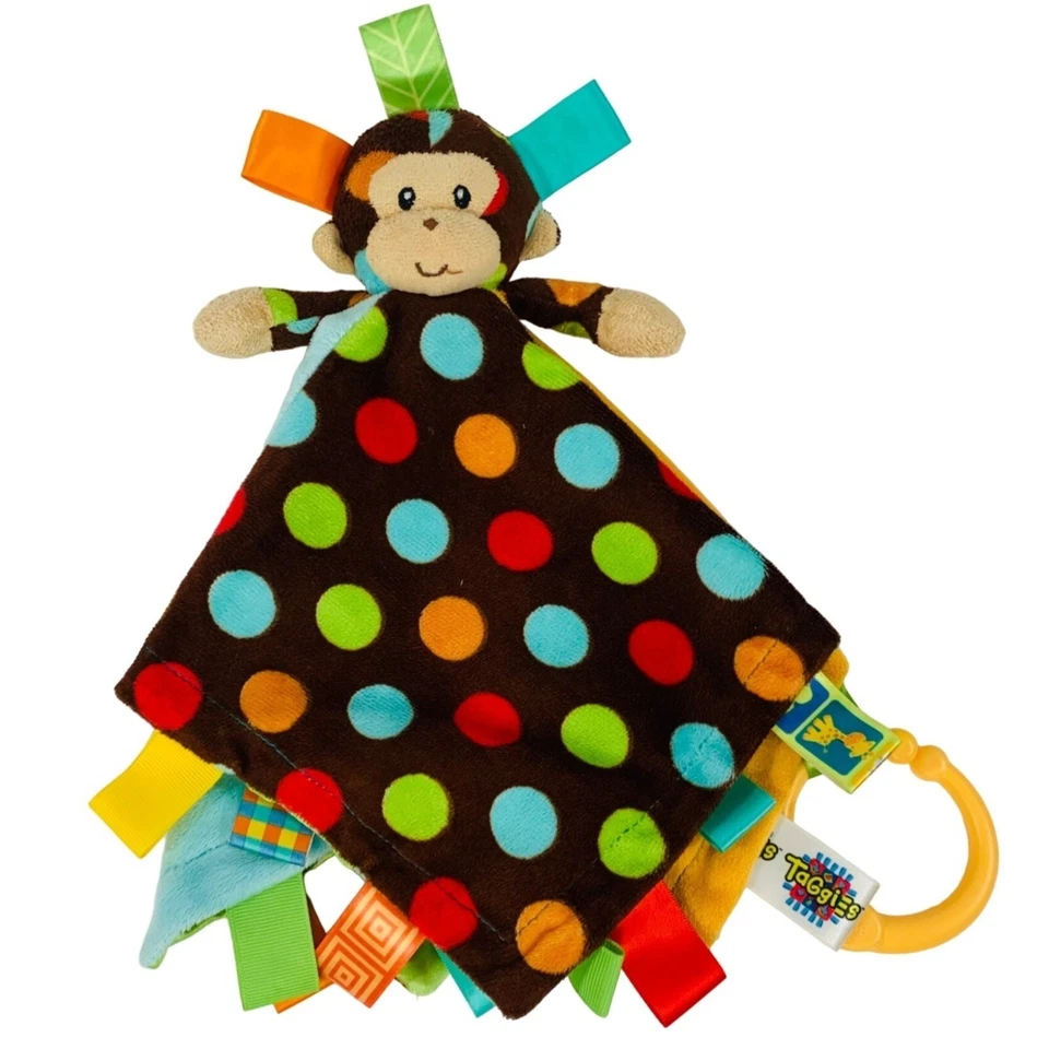 Mary Meyer Monkey Lovey Taggies Dazzle Dots 安全毯 缎面 有内衬 13.5 — 第 2/4 张图片