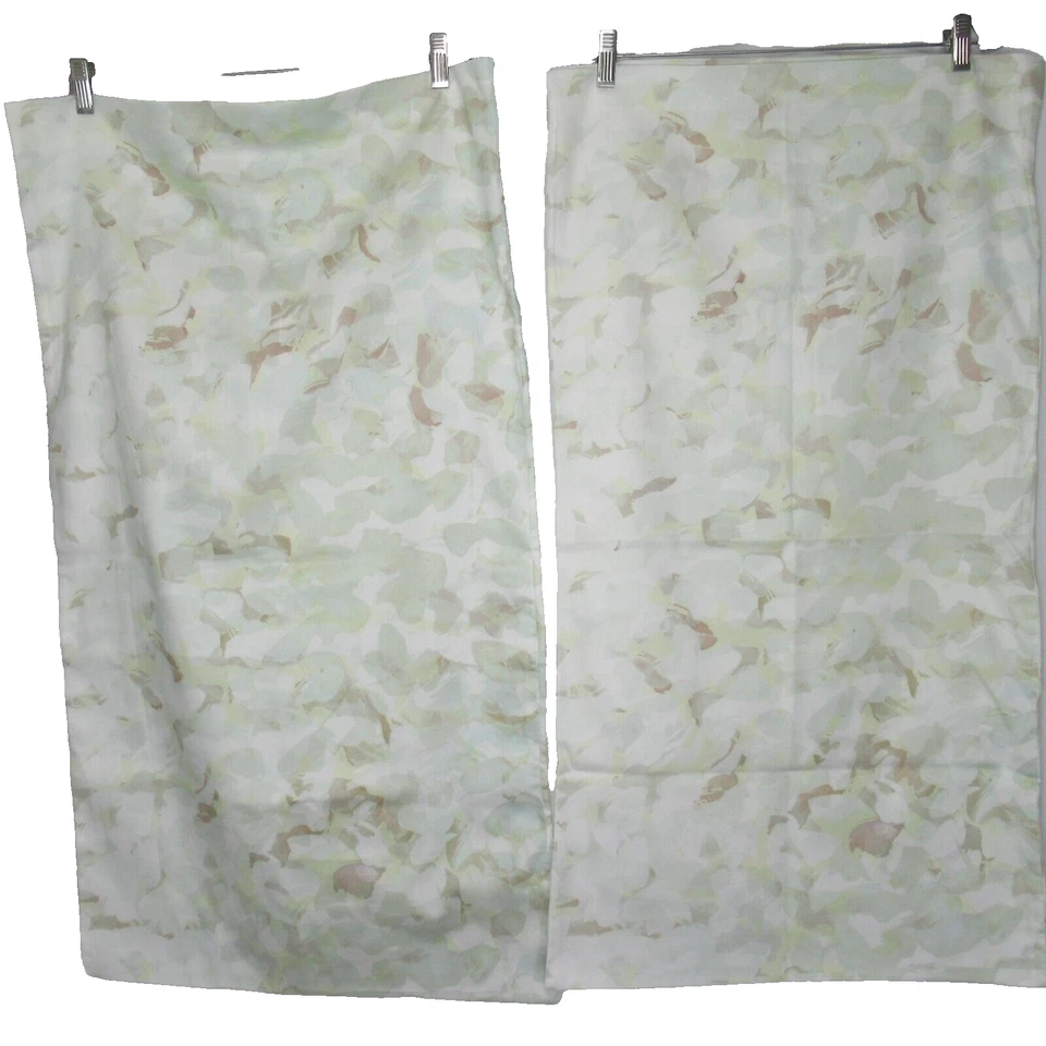 West Elm 2 King Pillow Cases Shams White Organic Cotton 20X35 Green Tan - Image 2 of 4
