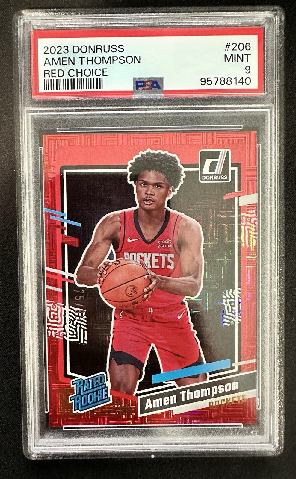 2023-24 Panini Donruss Choice Red Amen Thompson #206 Rated Rookie 75/99