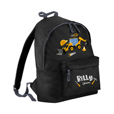 Personalised Name - Digger Backpack - Excavator Construction Mini School Bag