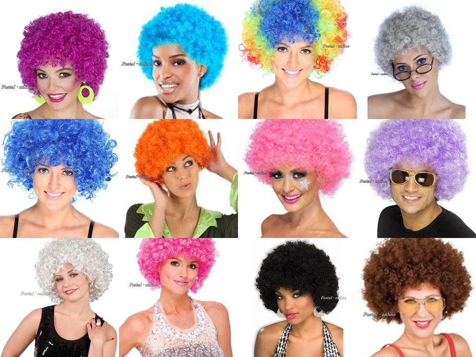CURLY AFRO FANCY DRESS WIGS FUNKY DISCO CLOWN LADIES COSTUME halloween