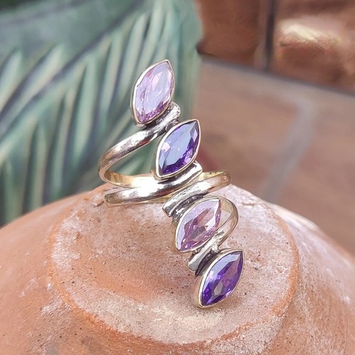 Solid 925 Sterling Silver Amethyst Gemstone Women's Handmade Ring All Size AK172 - Picture 6 of 6
