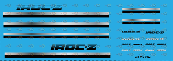 1/24 Scale Camaro IROC-Z Silver/Black Stripes Decal Set (SCR-124-0882A)