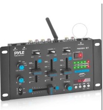 Pyle PMX8BU 3 Channel Bluetooth DJ Sound Board Mixer System with Mic Talkover