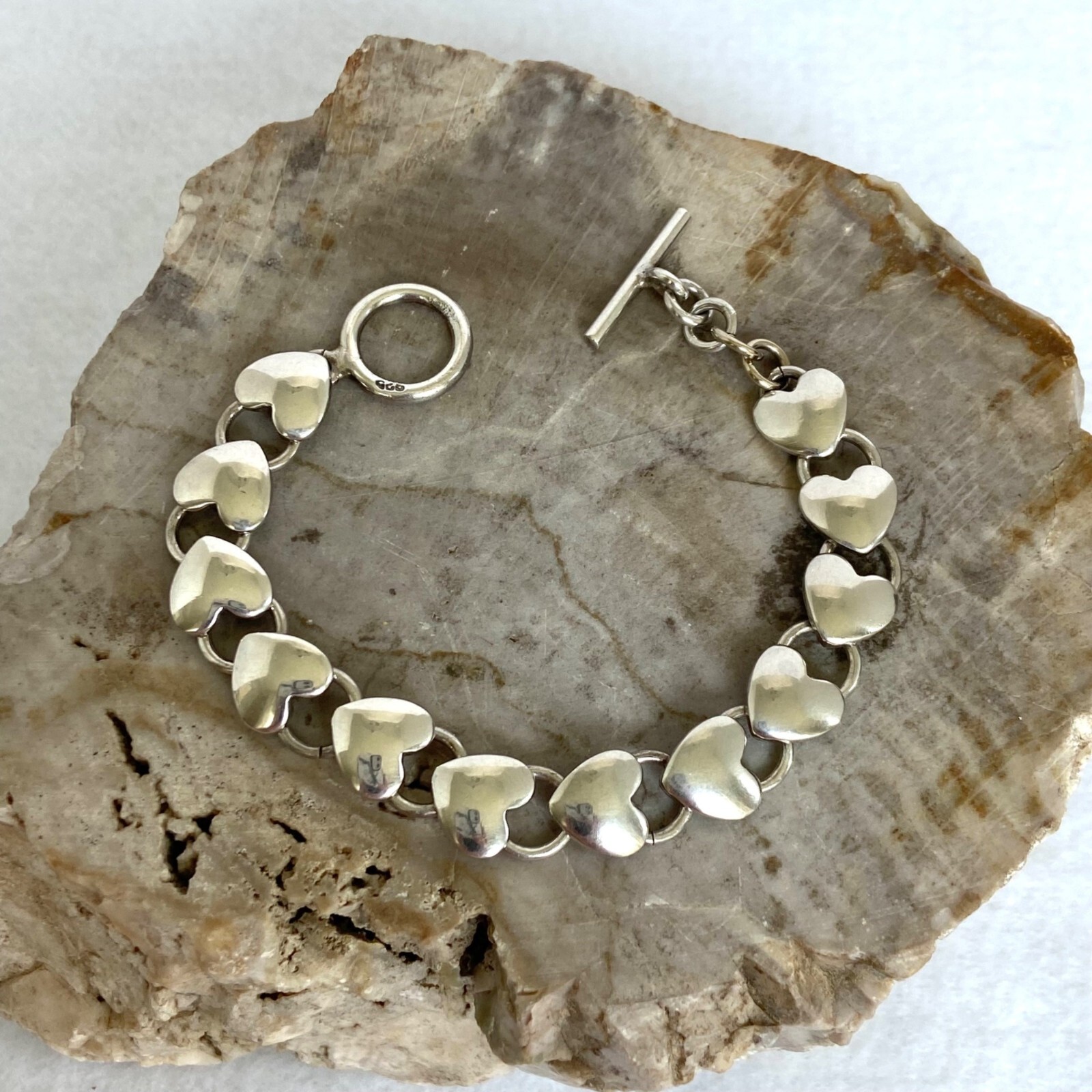 Solid Sterling Silver 925 Stacking Heart Link Tog… - image 4