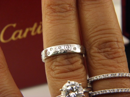18k Gold Cartier Logo De Cartier Diamond Wedding Band Ring Sz 51 / US 5.75 - Picture 6 of 12