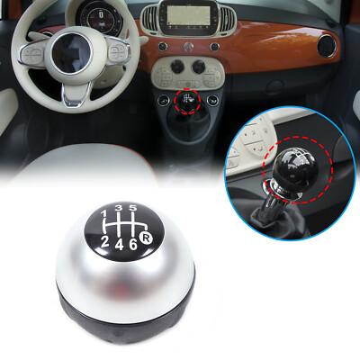 Matt Black 6 Speed Gear Shift Knob Manual Knob Head Ball For Fiat 500 12-18