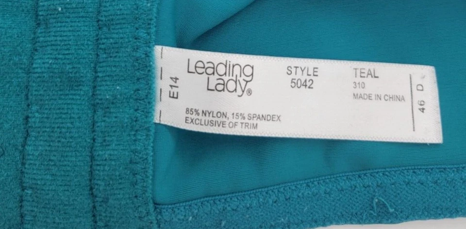 Sujetador con aros Leading Lady Brigitte verde azulado moldeado copa suave cobertura completa talla 46D Foto 3 de 4