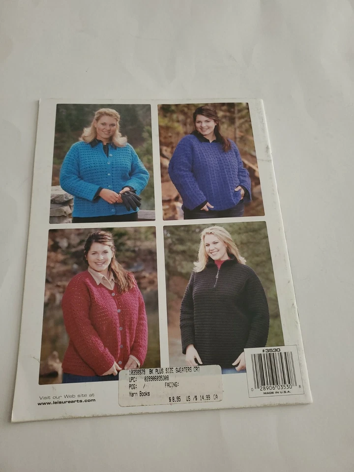 Leisure Arts: PLUS-SIZE SWEATERS TO CROCHET Book #3530 New Melissa Leapman 5 Des - Image 2 of 2