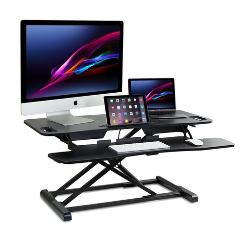 Mount-It! Convertidor de escritorio de pie | Altura ajustable 37 pulgadas de ancho | Caja abierta - Imagen 9 de 10