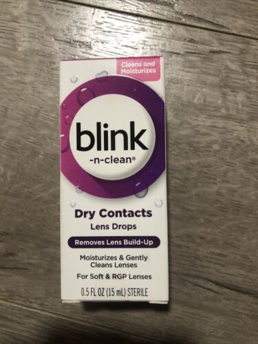 3 Blink N-Clean Dry Contacts Lens Drops For Soft & RGP Lenses 0.5oz Exp. 03/26