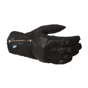 Halvarssons Hofors Motorcycle Gloves Ce Goatskin Textile Black