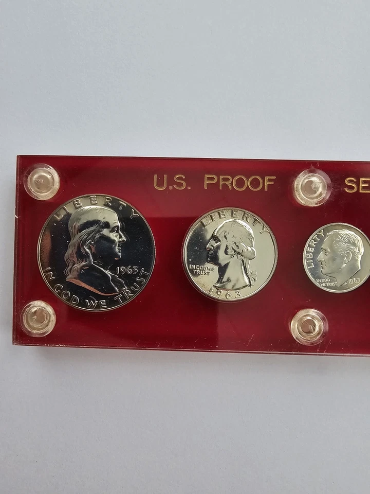 SILVER 1963 5 COIN P MINT SET UNGRADED CIRCULATED 3 SILVER 2 CLAD COINS - Image 2 of 4