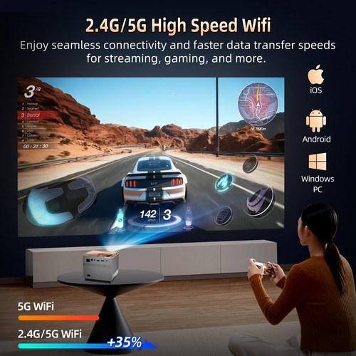 8K 5G WiFi Projector 65000 Lumens Portable Home Movie Projector Bluetooth Cinema - Picture 33 of 36
