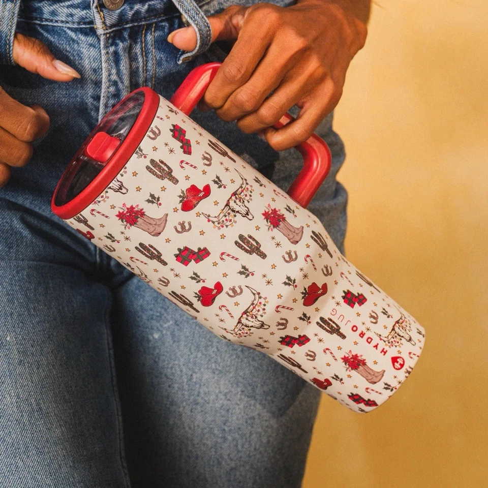 Hydrojug Western Cowboy Navidad Blanco Rojo Limitado 40oz Taza Viajero PREVENTA Foto 4 de 4