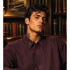 VTG Bruttini Uomo Men's XL Long Sleeve Button Up Shirt Embroidered Burgundy