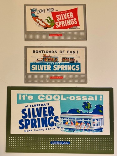 3 Vintage 1950s Silver Springs Florida Souvenir Mini Billboards