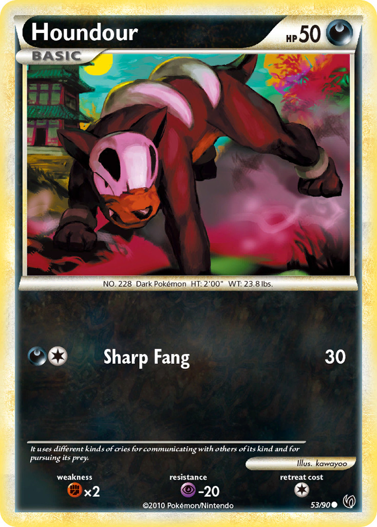 Houndour 53/90 Common HGSS Undaunted Pokemon Moderately Played