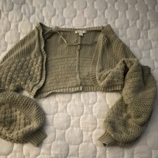 Cato Beige Knit Long Sleeve Bolero Shrug Sweater Regular Size S Solid Women