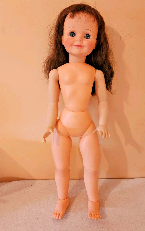 VINTAGE  VINYL, PLASTIC  "MISS IDEAL" DOLL, P-25, NUDE, 25"