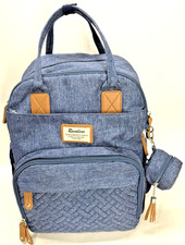 RUVALINO Diaper Bag Backpack Multifunction Denim Blue Color Travel Case