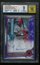 BGS 9 ELLY DE LA CRUZ  2022 BOWMAN CHROME PROSPECT AUTO PURPLE REFRACTOR RC /250