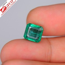 GFCO FULL CERTIFIED Big 5.34ct Octagon Natural Green Emerald - Zambia Gemstone