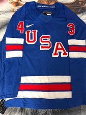 Team USA Quinn Hughes #43  Winter Olympics Nike Authentic Hockey Jersey Men’s L