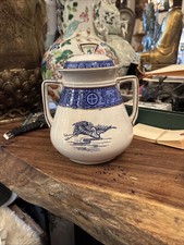 Antique Blue And White Satsuma Bates Gildea And Walker Sugar Lidded Bowl