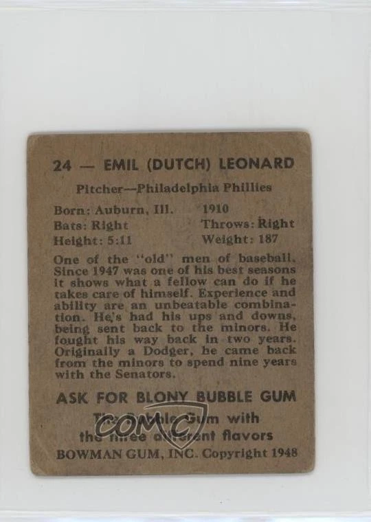 1948 Bowman Dutch Leonard #24 - Image 2 of 2