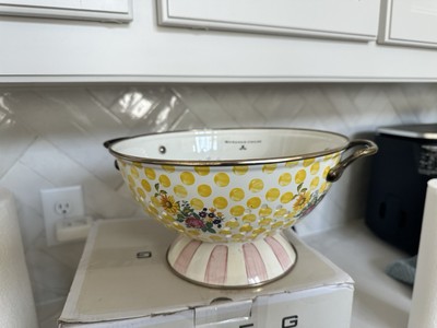 Mackenzie Childs Buttercup Colander Strainer Large Yellow Polka Dots