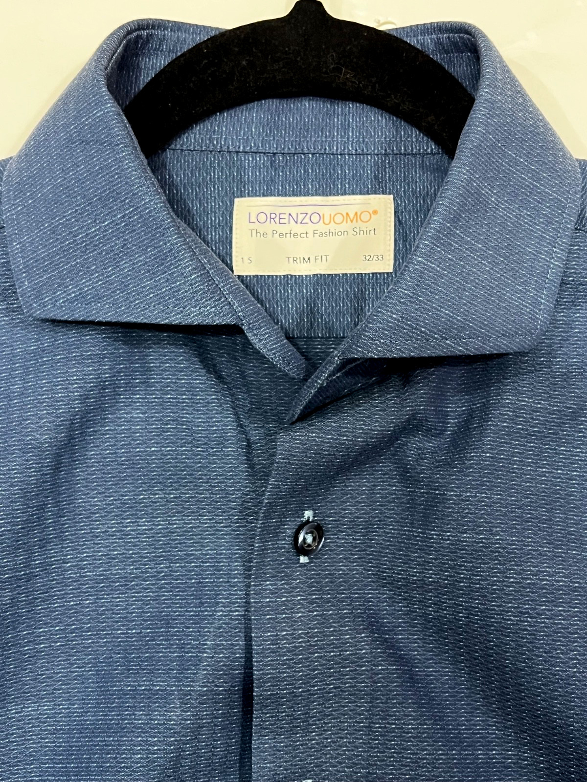 Lorenzo Uomo Perfect Fashion Trim Fit 15 32/33 Long Sleeve Blue Button Up Shirt