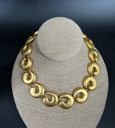 Vintage Erwin Pearl Matte Gold Tone Necklace Bold Chunky 80s 90s Statement 16" - Image 1