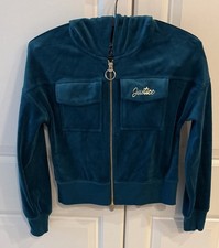 Justice Girls Full Zipper Hoodie Velour Jacket Size S 7/8