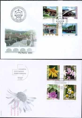 867168) Switzerland 2 Jewelry FDC from 2003, Medicinal Plants, Pro Patria