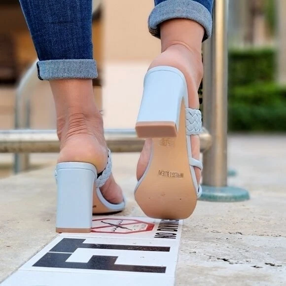 Sandalias para mujer azules trenzadas gruesas de tacón bloque (talla 5,5) Foto 4 de 4