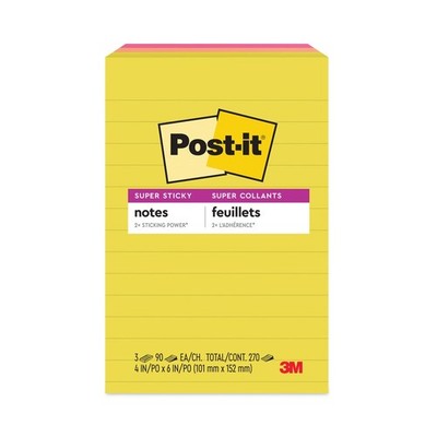 MMM 6603SSJOY 4'' x 6'' Note Pads - Summer Joy Collection Colors (3-Pads/PK) New