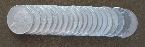 ORIGINAL ROLL 1925 PEACE  SILVER DOLLARS    CH/GEM BU