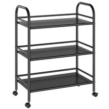 Cshidworld 3 Tier Metal Rolling Cart Heavy Duty Storage Rack Lockable Wheels