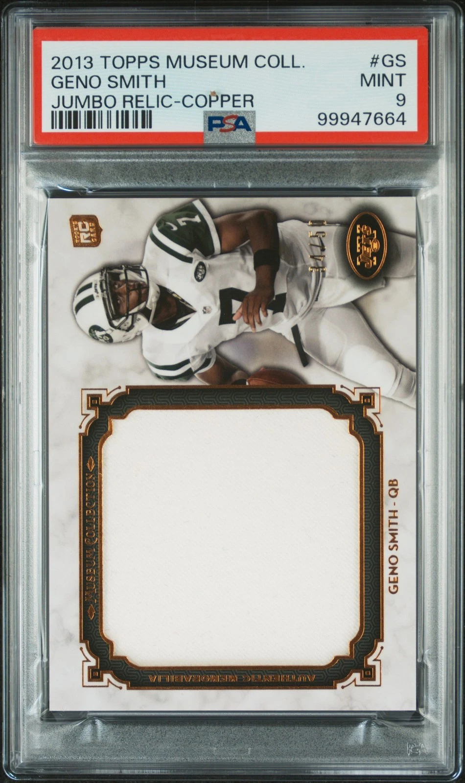 Geno Smith Topps Museum Collection Jumbo Relic #GS Copper