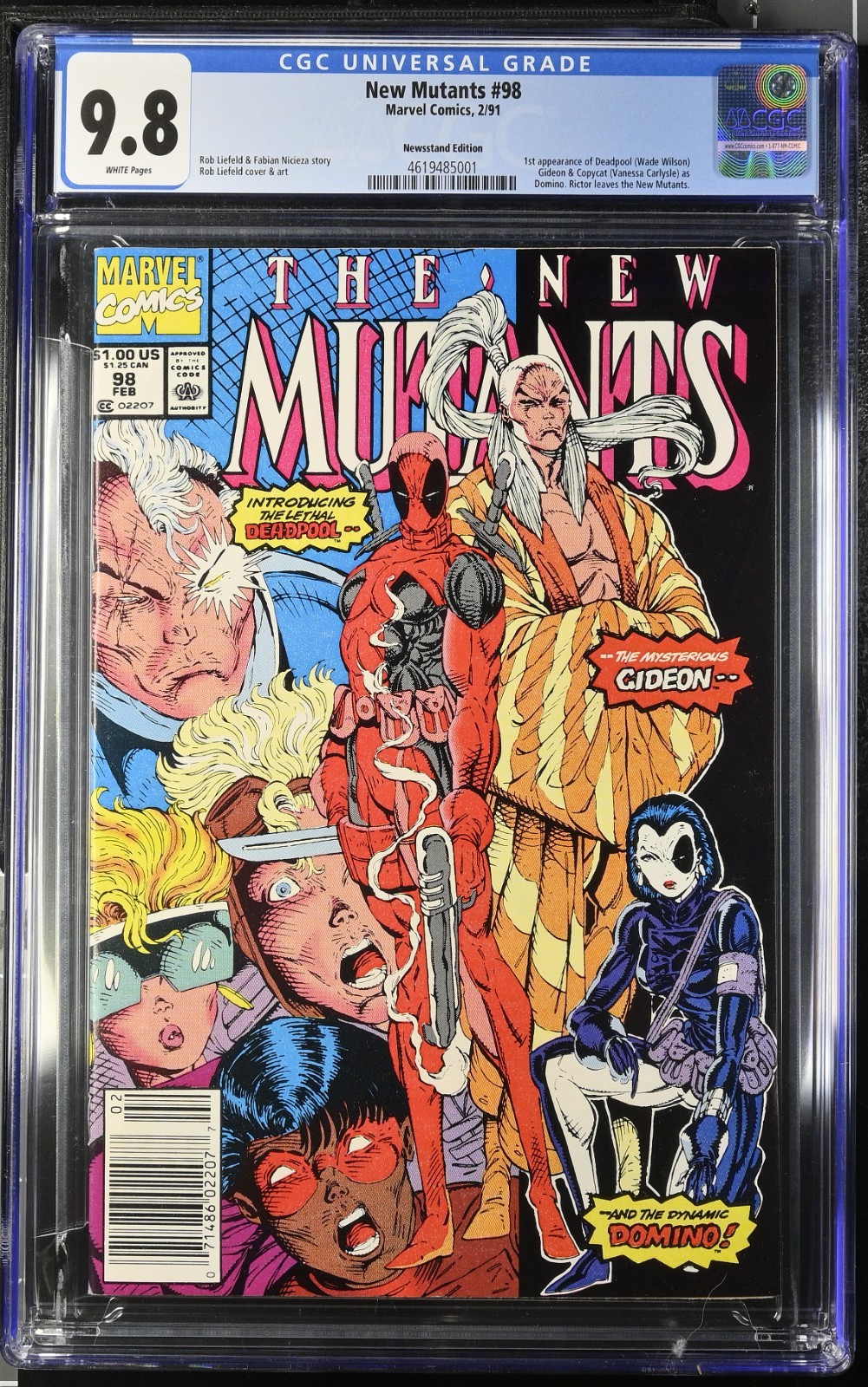 New Mutants #98 CGC 9.8 -1st Deadpool Appearance 1991 - Rare Newsstand Edition