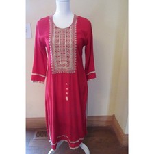 Unbranded Red Size L Embroidered Chikankari Traditional Indian Kurti Dress