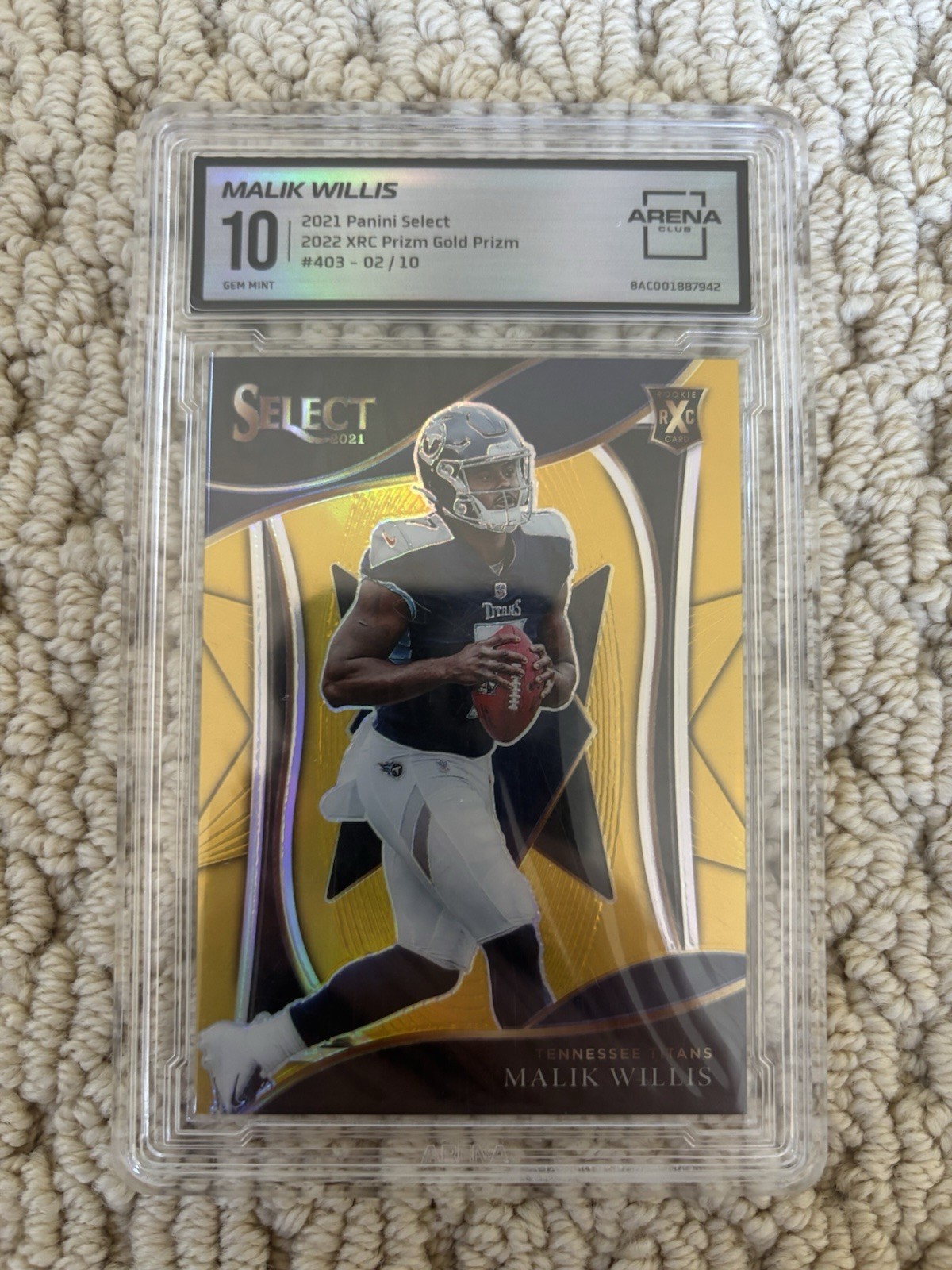 2021 Panini Select Malik Willis XRC 403 Gold Prizm Rookie /10 Tennessee Titans 