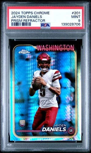 2024 TOPPS CHROME PRISM REFRACTOR #201 JAYDEN DANIELS ROOKIE RC PSA 9
