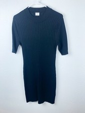 Abercrombie & Fitch Black Ribbed Sweater Dress SZL Below Knee Career Classic A12