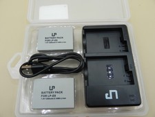 LP brand camera battery charger pack compatible with Canon EOS cameras.