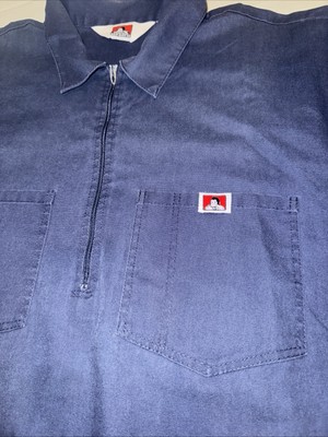 Rare Vintage 80s Med Ben Davis Heather Navy Half zip short