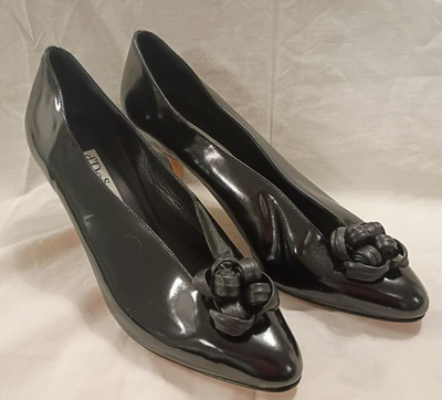 Vtg D'Rossana By Charna Patent Leather Womans 7 Stilleto Heel Shoes Italy Black